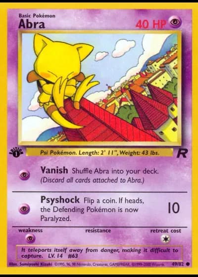 Abra (1. Edition) #49/82 — Team Rocket (1. Edition)