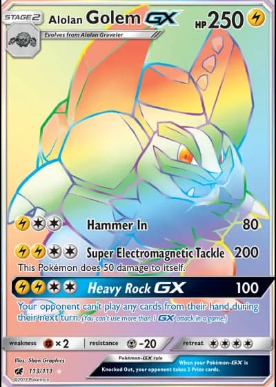 Alolan Golem GX #113/111 — Crimson Invasion