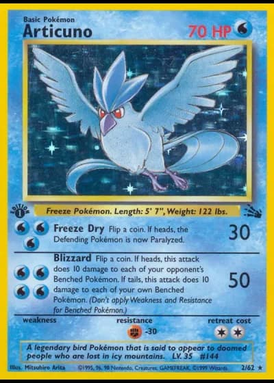 Articuno (1ª Edizione) #2/62 — Fossil (1ª Edizione)