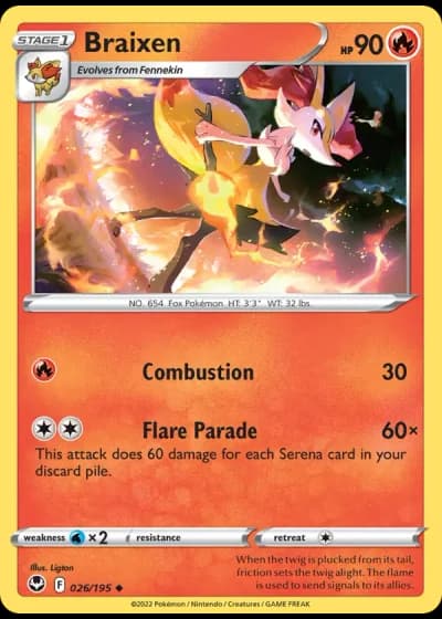 Braixen #026/195 — Silver Tempest
