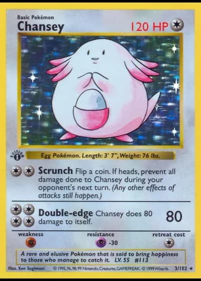 Chansey (shadowless) #3/102 — Base Set (Shadowless)