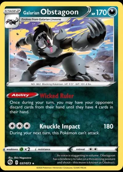 Galarian Obstagoon #37/73 — Champion's Path