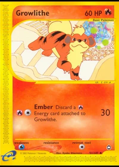 Growlithe #51/147 — Aquapolis