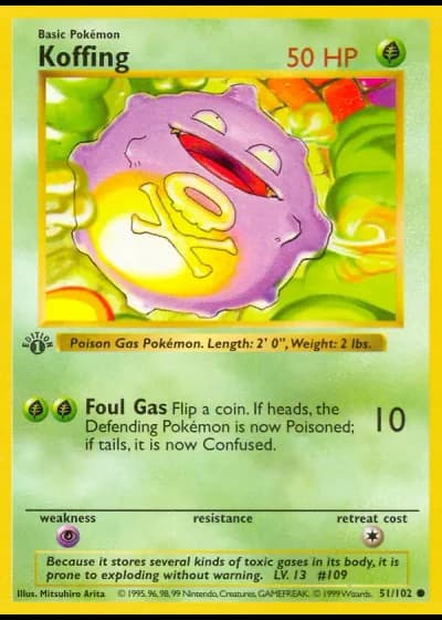 Koffing (1ª Edizione) #51/102 — Set Base (1ª Edizione)