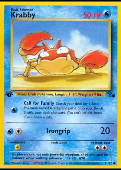 Krabby (1ª Edizione) #51/62 — Fossil (1ª Edizione)