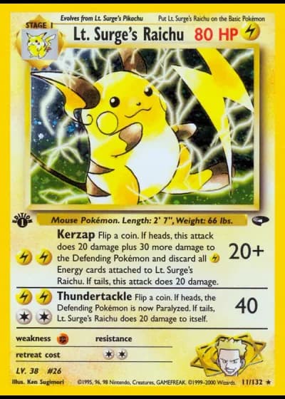 Lt. Surge's Raichu #11/132 — Gym Challenge