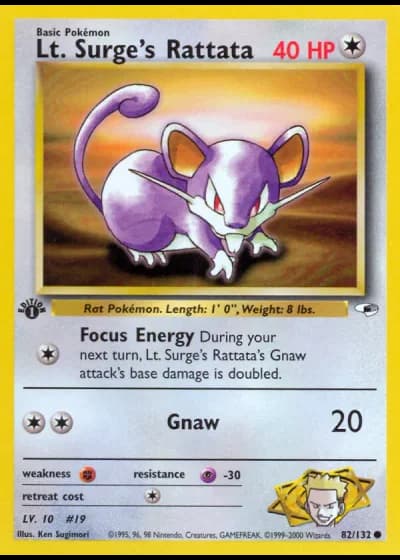 Lt. Surge's Rattata #82/132 — Gym Heroes
