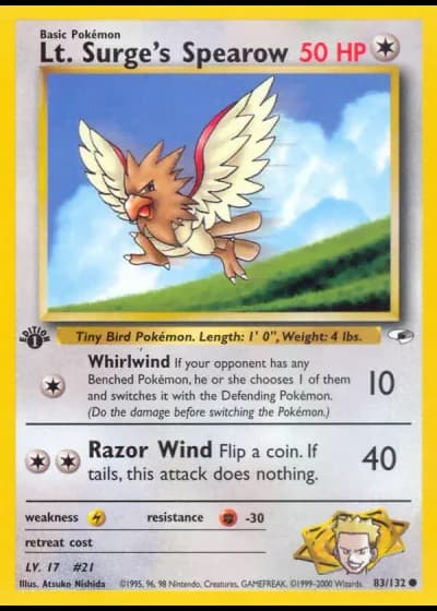 Lt. Surge's Spearow #83/132 — Gym Heroes