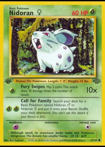 Nidoran♀ (1st Edition) #57/64 — Jungle (1st Edition)