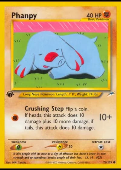 Phanpy (1ª Edizione) #76/105 — Neo Destiny (1ª Edizione)