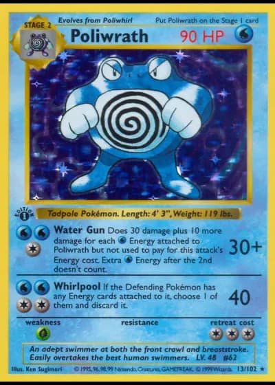 Poliwrath (shadowless) #13/102 — Base Set (Shadowless)