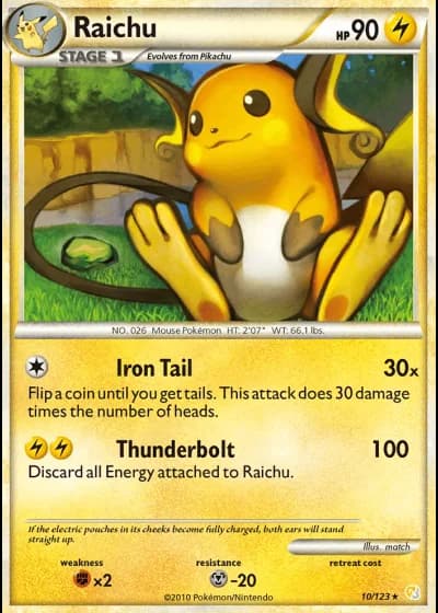 Raichu #10/123 — HeartGold SoulSilver