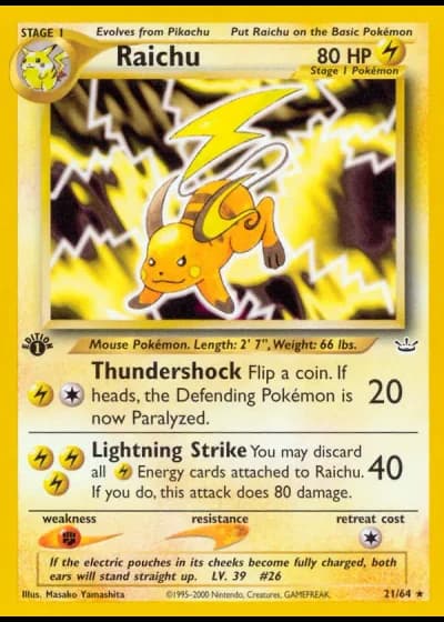 Raichu #21/64 — Neo Revelation