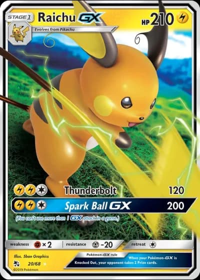 Raichu GX #20/68 — Hidden Fates