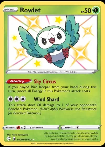 Rowlet SV001/122 — Shiny Vault (Shining Fates)