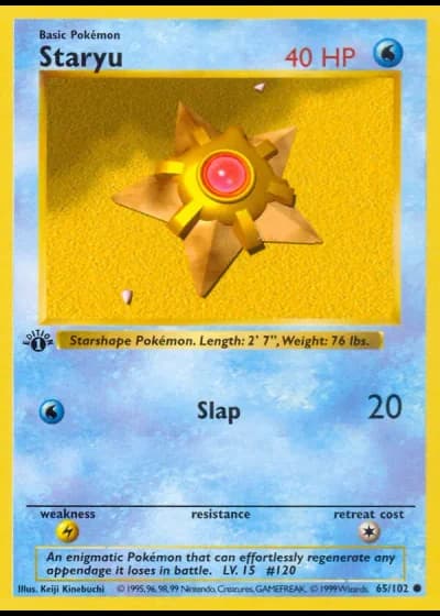 Staryu (1st Edition) #65/102 — Base Set (1st Edition)