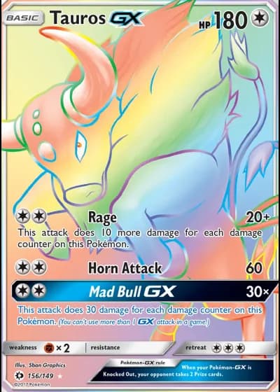Tauros GX #156/149 — Sun & Moon