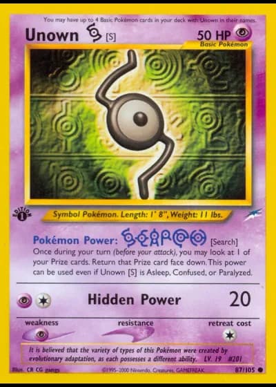 Unown [S] #87/105 — Neo Destiny