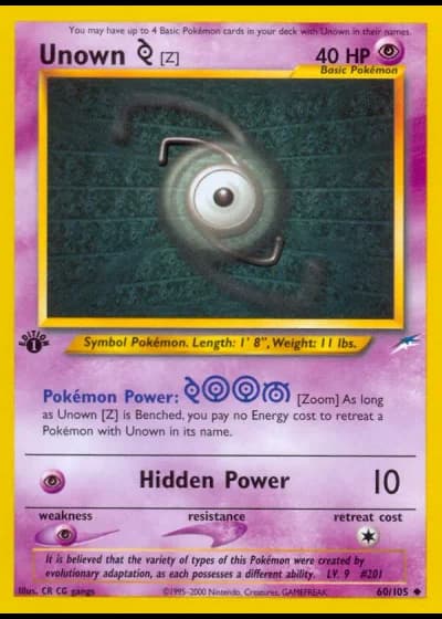 Unown [Z] (1ª Edizione) #60/105 — Neo Destiny (1ª Edizione)
