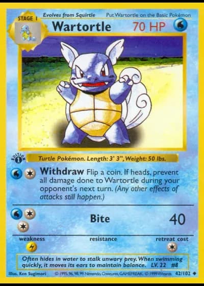 Wartortle (1ª Edizione) #42/102 — Set Base (1ª Edizione)