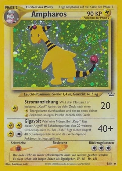 Ampharos (1. Edition) #1/64 — Neo Revelation (1. Edition)