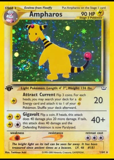Ampharos (1st Edition) #1/64 — Neo Revelation (1st Edition)