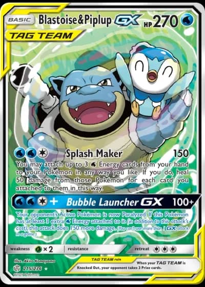 Blastoise & Piplup GX #215/236 — Cosmic Eclipse