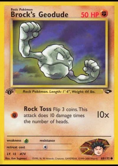 Brock's Geodude (1st Edition) #68/132 — Gym Challenge (1st Edition)