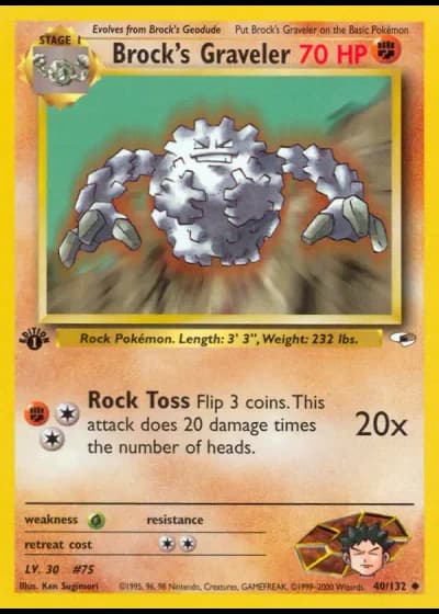 Brock's Graveler (1st Edition) #40/132 — Gym Heroes (1st Edition)