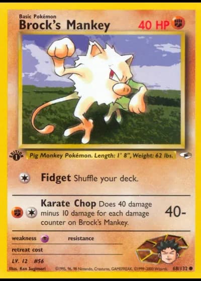 Brock's Mankey (1st Edition) #68/132 — Gym Heroes (1st Edition)