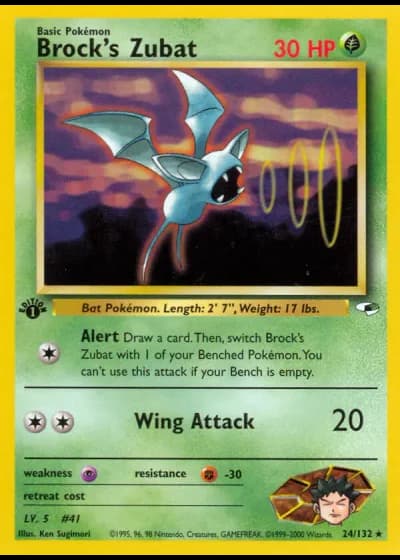 Brock's Zubat (1st Edition) #24/132 — Gym Heroes (1st Edition)