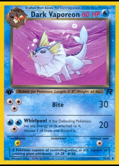 Dark Vaporeon (1st Edition) #45/82 — Team Rocket (1st Edition)