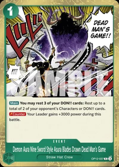 Demon Aura Nine Sword Style Asura Blades Drawn Dead Man's Game (OP12-037) — Legacy of the Master (OP12)