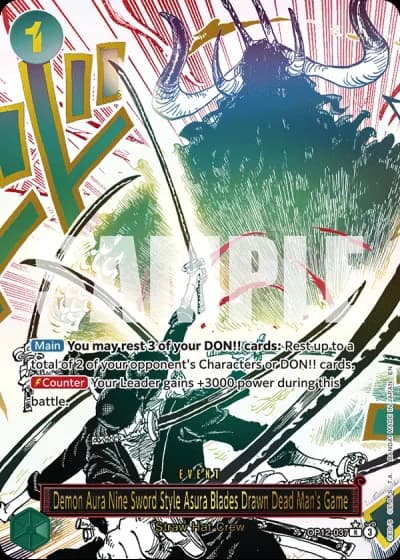 Demon Aura Nine Sword Style Asura Blades Drawn Dead Man's Game (OP12-037) (Alternative Art) — Legacy of the Master (OP12)