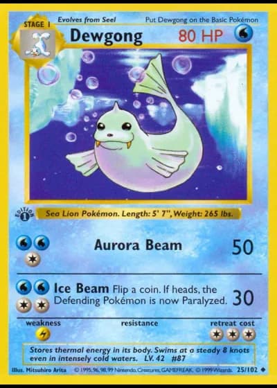 Dewgong (1ª Edizione) #25/102 — Set Base (1ª Edizione)