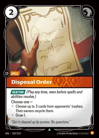 Disposal Order #103/308 — Unleashed