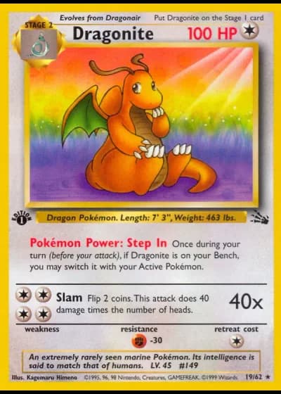 Dragonite (1ª Edizione) #19/62 — Fossil (1ª Edizione)