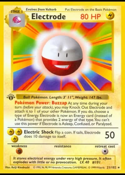 Electrode (1st Edition) #21/102 — Base Set (1st Edition)