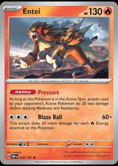 Entei #030/197 — Obsidian Flames