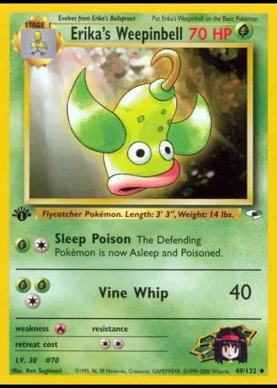 Erika's Weepinbell (1st Edition) #49/132 — Gym Heroes (1st Edition)
