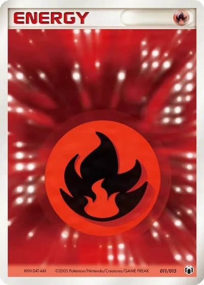 Fire Energy #11/15 — Gift Box Mew • Lucario: Mightyena Quarter Deck