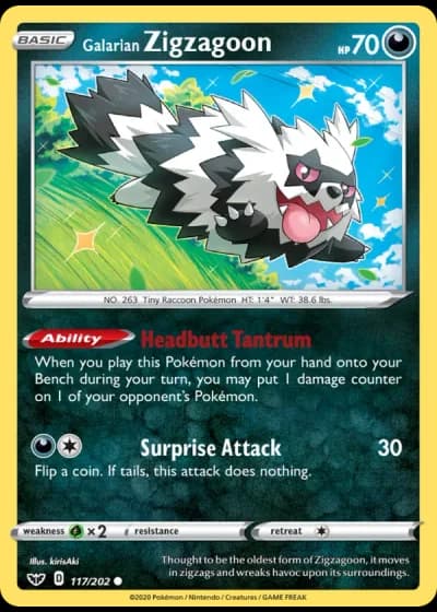 Galarian Zigzagoon #117/202 — Sword & Shield