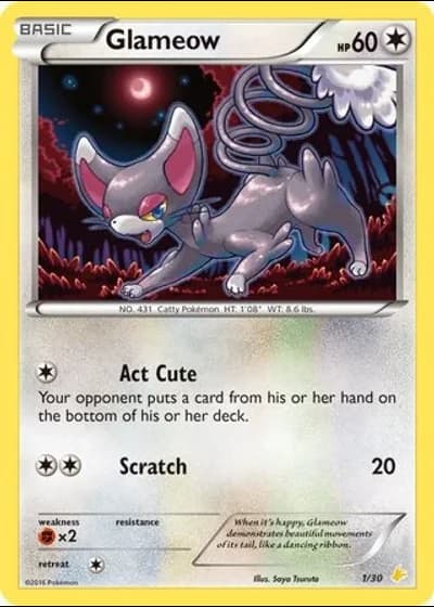 Glameow #1/30 — XY trainer Kit (Pikachu Libre)