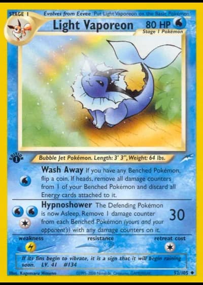 Light Vaporeon (1ª Edizione) #52/105 — Neo Destiny (1ª Edizione)