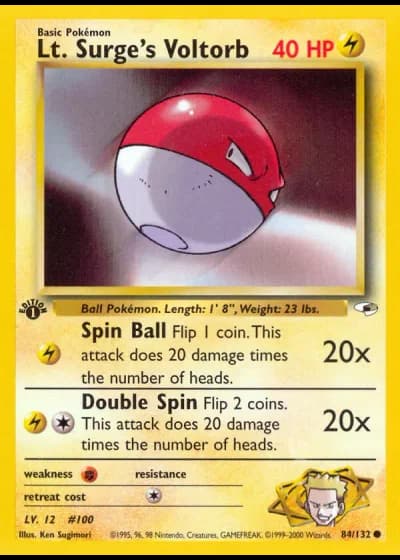 Lt. Surge's Voltorb (1st Edition) #84/132 — Gym Heroes (1st Edition)