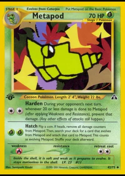 Metapod (1st Edition) #42/75 — Neo Discovery (1st Edition)