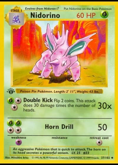 Nidorino (1ª Edizione) #37/102 — Set Base (1ª Edizione)