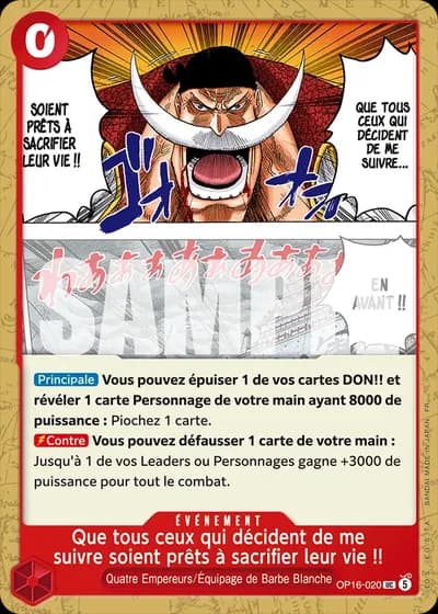 Que tous ceux qui décident de me suivre soient prêts à sacrifier leur vie !! (OP16-020) — L'Heure de la Bataille Décisive (OP16)