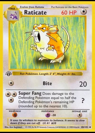Raticate #40/102 — Base Set