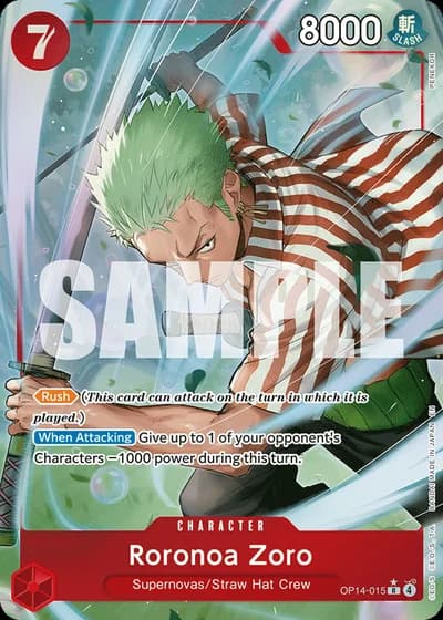 Roronoa Zoro (OP14-015) (Alternative Art) — The Azure Sea's Seven (OP14-EB04)